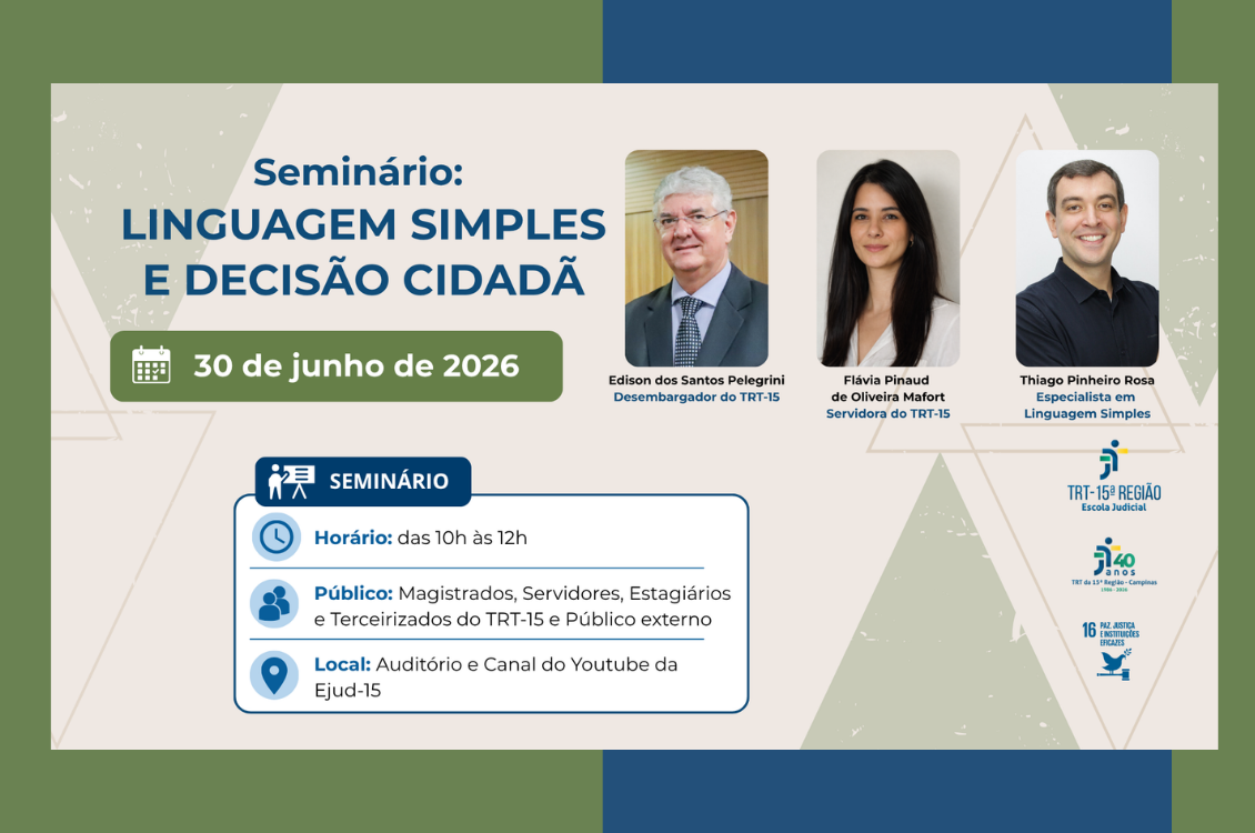 Banner explicativo do evento em tons de verde e azul, com fotos dos palestrantes