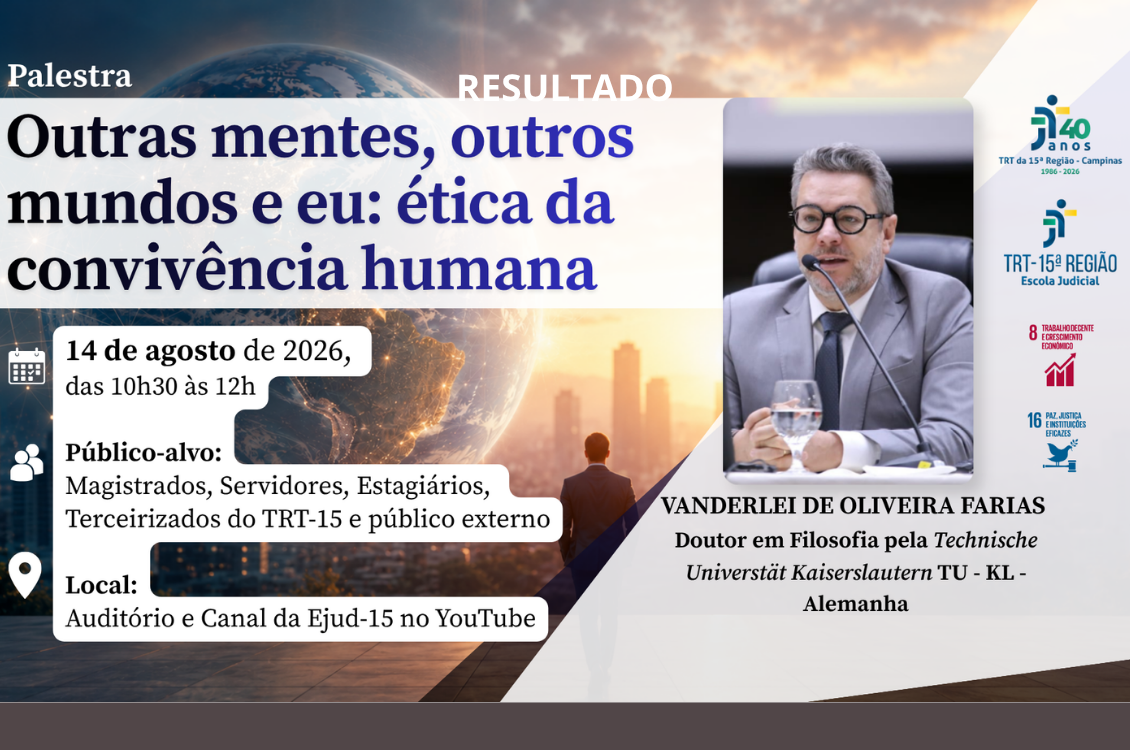 banner alusivo ao evento com foto do palestrante, logotipos, imagem da Terra ao fundo, com a sombra de um home de terno caminhando