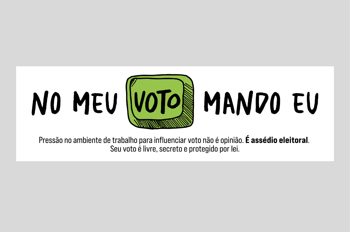 slogan da campanha com a tecla da urna em tom verde escrito 